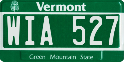 VT license plate WIA527