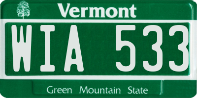 VT license plate WIA533