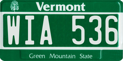 VT license plate WIA536