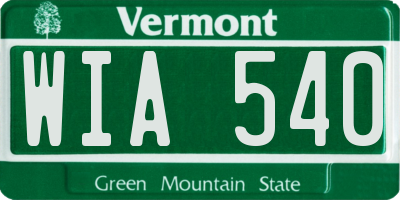 VT license plate WIA540