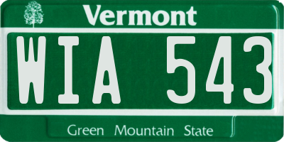 VT license plate WIA543