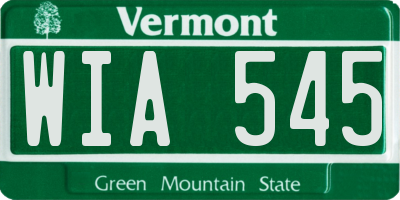 VT license plate WIA545