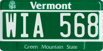 VT license plate WIA568