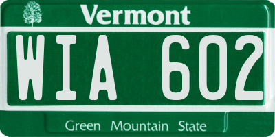VT license plate WIA602