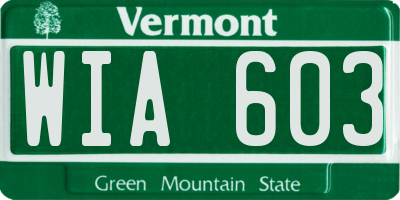 VT license plate WIA603