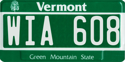 VT license plate WIA608