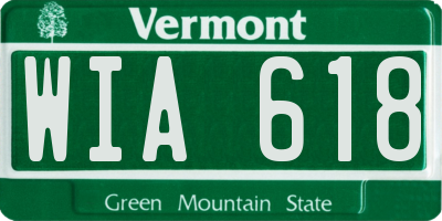 VT license plate WIA618
