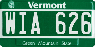 VT license plate WIA626