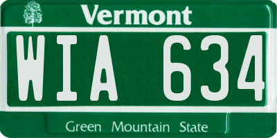 VT license plate WIA634