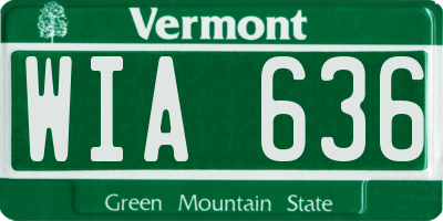 VT license plate WIA636