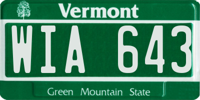 VT license plate WIA643
