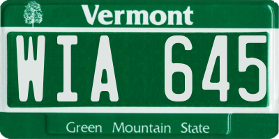 VT license plate WIA645