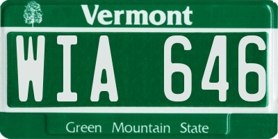 VT license plate WIA646