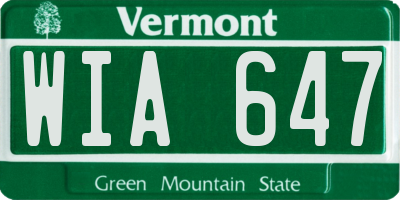 VT license plate WIA647
