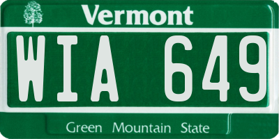 VT license plate WIA649