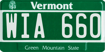 VT license plate WIA660