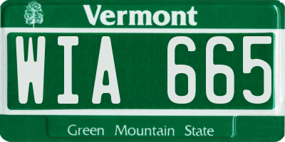 VT license plate WIA665