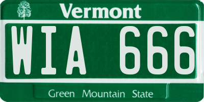 VT license plate WIA666