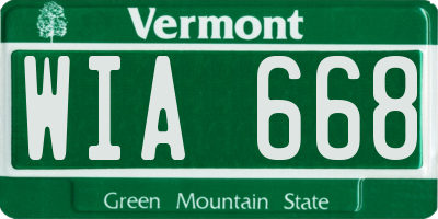 VT license plate WIA668
