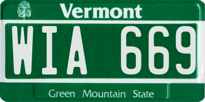 VT license plate WIA669