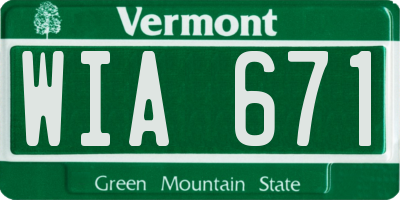 VT license plate WIA671