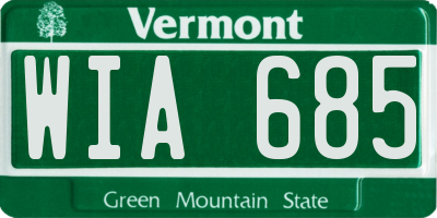 VT license plate WIA685