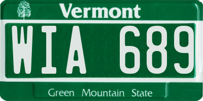 VT license plate WIA689