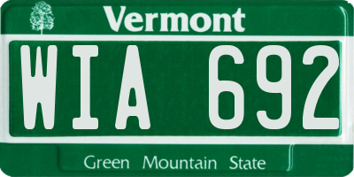 VT license plate WIA692