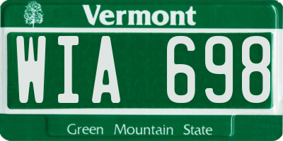VT license plate WIA698