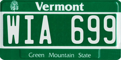 VT license plate WIA699