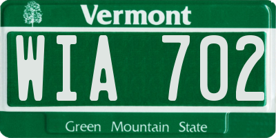 VT license plate WIA702