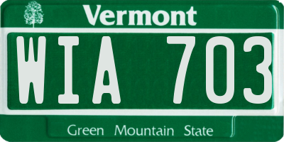 VT license plate WIA703
