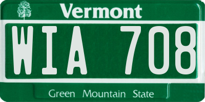 VT license plate WIA708