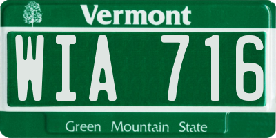 VT license plate WIA716