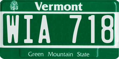 VT license plate WIA718