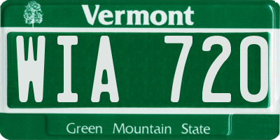 VT license plate WIA720