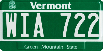 VT license plate WIA722