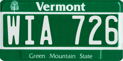 VT license plate WIA726