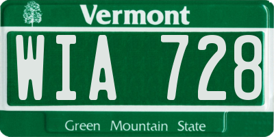 VT license plate WIA728