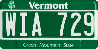 VT license plate WIA729