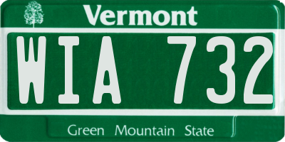 VT license plate WIA732