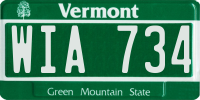 VT license plate WIA734