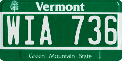 VT license plate WIA736