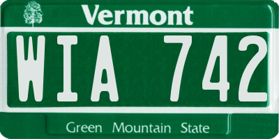 VT license plate WIA742