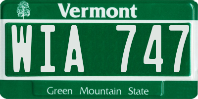 VT license plate WIA747
