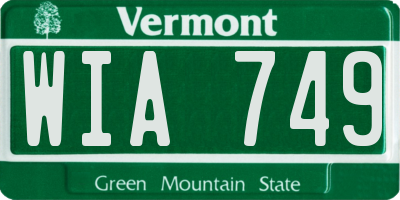 VT license plate WIA749