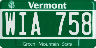 VT license plate WIA758