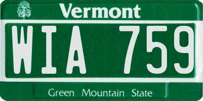VT license plate WIA759