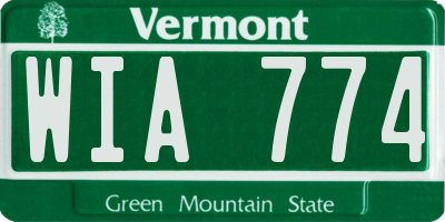 VT license plate WIA774