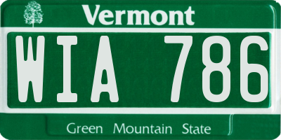 VT license plate WIA786